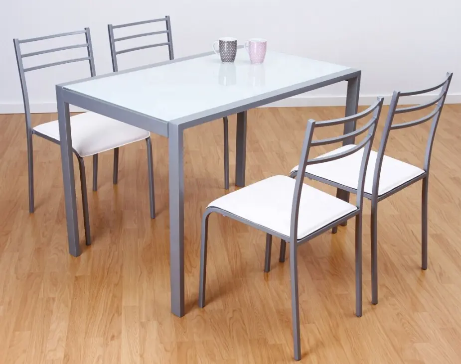 Stampa temperato moderno tavolo da pranzo in vetro set di mobili per la casa soggiorno 1 + 4 design