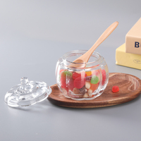 Stoples Kaca Bentuk Labu Bulat 275ml untuk Permen, Camilan, Kacang, Cokelat, Gula, dan Bumbu Dapur dengan Tutup Kaca