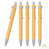 Stylo en bambou personnalisé, corps en bois naturel, action à clic, clip métallique, encre noire fluide, personnalisation de la marque, stylo rétractable