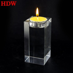 Cina fabbrica all'ingrosso 5x8cm K9 candeliere di cristallo trasparente portacandele cubo di cristallo per la decorazione domestica portacandele antico - Product Image 1