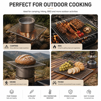 Grille de barbecue en titane ultralégère pour camping, maille de cuisson portable, ustensile de cuisine épaissi pour pique-nique et équipement de camping en extérieur