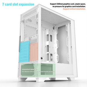 M-ATX & ATX対応フルタワーホワイトゲーミングPCケース取り外し可能シングルサイド強化ガラスミッドタワーコンピュータキャビネット - Product Image 2