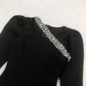 Vespera 时尚高品质女式长袖及地水晶舞会礼服，采用防静电涤棉面料 - Product Image 5