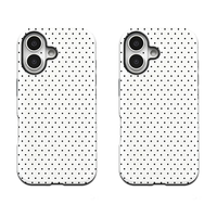 Coque de téléphone personnalisable à pois blancs, film de protection grand trou, intégrale, deux-en-un, antichoc pour iPhone 15 Pro Max