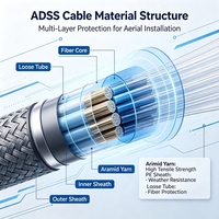 Câble à fibres optiques aérien autoportant en forme de 8, 48 cœurs G652D LSZH, pour télécommunications, vente en gros