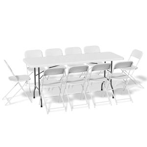 Ensemble de <span class=keywords><strong>table</strong></span> et chaises pliantes rectangulaires en plastique HDPE blanc pour 10 <span class=keywords><strong>personnes</strong></span>, bon marché, pour l'extérieur, 8 pieds - Product Image 6
