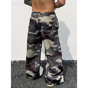 Pantalon de survêtement large pour homme en patchwork camouflage personnalisé, respirant, tissé, avec cordon de serrage et taille élastique, style streetwear et sport - Product Image 4