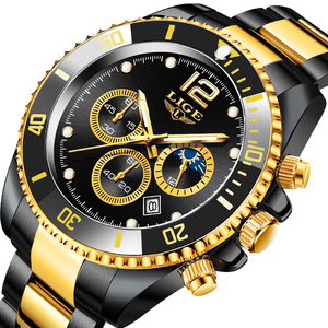 Montre <span class=keywords><strong>homme</strong></span> LIGE LG8924, sport, plongée, <span class=keywords><strong>acier</strong></span> inoxydable, 3 sous-cadrans, chronographe, quartz, étanche, date, montre-bracelet + boîte cadeau - Product Image 1