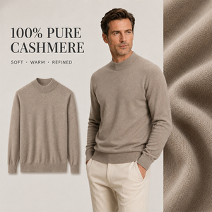 Cashmere Men's Half Turtleneck Loose Fit Pullover <b>Base</b> <b>Layer</b> Sweater Versatile Warm Custom Logo Premium Soft Comfortable Knit - Product Image 1