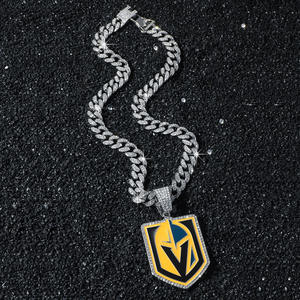 Ciondolo da torneo di lacrosse in cristallo con catena di lusso personalizzato per uomini Vegas cavalieri <span class=keywords><strong>d</strong></span>'oro placcati in <span class=keywords><strong>argento</strong></span> e oro - Product Image 4