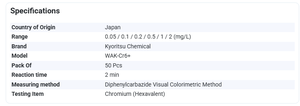 KYORITSU WAK-Cr6+ Kit de Prueba de Cromo Hexavalente en Agua - Product Image 1