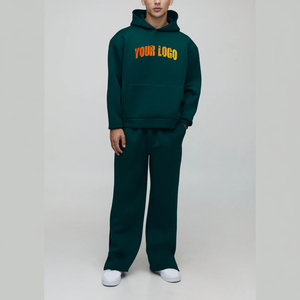Venta al por mayor 100% de algodón con capucha chándal para hombre logotipo personalizado impreso chándales de gran tamaño personalizado DTF logotipo impreso hombre 2 piezas conjunto - Product Image 1