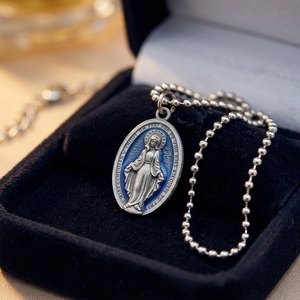 Portachiavi all'ingrosso personalizzato in metallo con ciondolo piccolo della Vergine Maria cattolica, medaglia miracolosa religiosa, per Capodanno e Festa Nazionale - Product Image 2