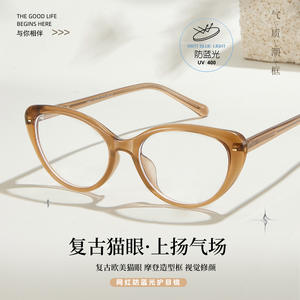 Monture de lunettes œil-de-chat style Zhao Liying, verres en résine anti-lumière bleue UV400, lunettes optiques pour femmes, fabriquées à Danyang - Product Image 1