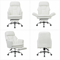 Chaise de bureau ergonomique à assise croisée, siège en peluche blanche, accoudoirs rabattables, fauteuil de direction en polaire Teddy, chaise de coiffeuse – Vente chaude