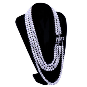 Diseñador <span class=keywords><strong>de</strong></span> <span class=keywords><strong>alta</strong></span> calidad declaración hermandad joyería capas <span class=keywords><strong>de</strong></span> perlas blancas hebras griego Delta Psi Rho Sisterhood collar - Product Image 5