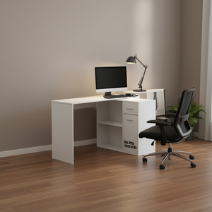 Bureau d'ordinateur moderne avec armoire de rangement, design minimaliste en bois, autoportant, pour espace de travail - Product Image 2