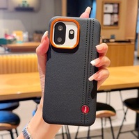 Étui de protection en cuir à double ligne avec bouton métallique pour Oneplus 15 version mondiale