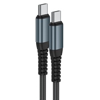 MOQ Rendah Kualitas Bagus 48 Kepang Nilon 1-2m [In-Mold Injection] Kabel Data PD 60W C ke C Tipe-C 5A 100W Pengisian Cepat Single Head