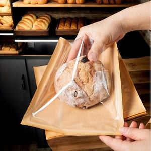 Sacs alimentaires en papier kraft brun, résistants à la graisse et à l'huile, thermoscellables, avec fenêtre transparente, pour beignets, nouveau design personnalisé. - Product Image 3