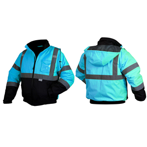 Men's High Visibility Reflective Work Jacket <b>Blue</b> Black Polyester Safety Wear For Construction And Industrial And Security - Product Image 6