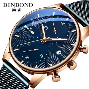 BINBOND Famous Brand New Orologi Al Quarzo per Gli Uomini di Lusso D'oro Da Polso Impermeabile Della Vigilanza di Sport Casual In Acciaio Inox Orologi Da Polso