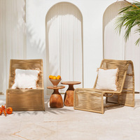 Chaise en corde tressée de style Asie du Sud-Est, canapé de patio en aluminium avec table d'appoint en teck
