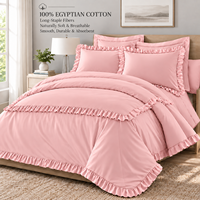 Ensemble de literie à volants personnalisé, marque privée, en coton lavé, style Cottagecore, comprenant une housse de couette et une jupe de lit, pour marques de boutiques