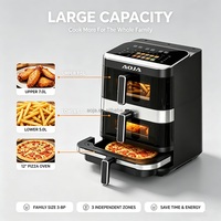 Four à Friture Sans Huile Grande Capacité 10L avec Fenêtre de Visualisation et Écran Tactile Numérique, Friteuse Intelligente et Four Grille-Pain