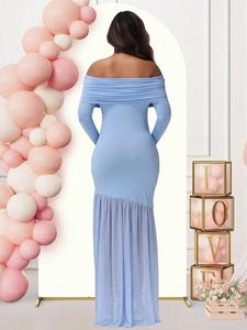 Vestidos de Maternidad para Sesión de Fotos, con Aberturas en los Hombros y Cola de Pez, Ropa para Baby Shower, Vestido Elegante para Fiesta de Noche para Mujeres Embarazadas - Product Image 2
