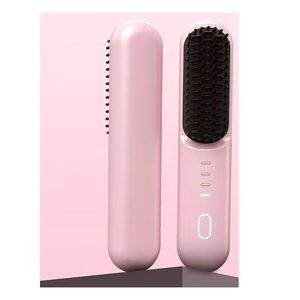 Brosse lissante et peigne chauffant pour femmes, 4 vitesses, manche en plastique, chauffe en 20 secondes, double tension - Product Image 1