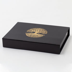 Emballage pliable noir brillant pour chemises, produits de vêtements, brillant, avec logo doré personnalisé, boîte à rabat à fermeture magnétique, de luxe, 50 pièces - Product Image 6