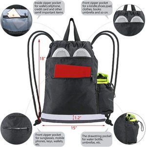 Vente en gros sac à dos de sport décontracté chaussures de voyage sacs fourre-tout sac à cordon en nylon sac à dos à cordon avec porte-bouteille - Product Image 6