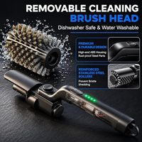 180 °   Nettoyeur de barbecue électrique réglable, brosse électrique pour barbecue rechargeable 1000 tr/min, brosse électrique à rouleaux en acier inoxydable