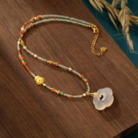Collier pendentif en verre perlé multicolore TANGPEI, bijoux fantaisie en alliage