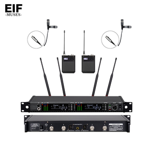 EIF Muses Dual Channel UHF Wireless Microphones System With Rack Mount Receiver And <b>Clip</b>-On Mics For Professional Audio Use - Product Image 1