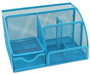 Metal Mesh Office Desk Organizer with <b>6</b> Compartments 1 <b>Drawer</b> Multifunctional Holder for Pens Clips Memos - Product Image 3