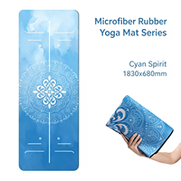 Tapis de yoga en daim pliable et léger, 1,5 mm, en caoutchouc naturel antidérapant, tapis d'exercice professionnel à imprimé artistique pour femmes, idéal pour le yoga chaud