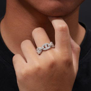 Yellow <b>Gold</b> Moissanite <b>Cocktail</b> <b>Ring</b> Round Brilliant Cut Pave Setting Geometric Design Luxury Unisex Jewelry - Product Image 4