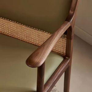 Chaise de salle à manger en bois massif, style rétro, rembourrée - Product Image 2