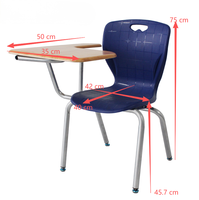 Chaise d'écriture multifonctionnelle moderne pour salle de classe et bibliothèque scolaire avec tablette pliable