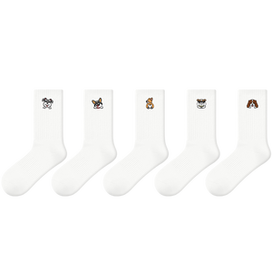 Chaussettes de sport brodées à motif de dessin animé mignon, en coton doux et respirant, à motif animal adorable, pour un usage quotidien, mode décontractée - Product Image 6