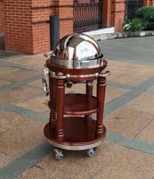 C-29 Hotel & Restaurant 304 Edelstahl Runder Buffet wagen Mobile Food Serving Trolley mit Gummi holz zum Servieren