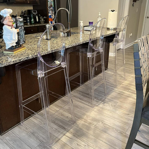 Vente en gros Salle à manger moderne de luxe Banquet en plastique acrylique tabouret de bar transparent Chaises hautes pour la cuisine - Product Image 6
