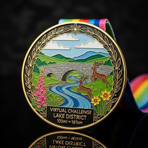 เหรียญรางวัลวิ่งมาราธอนลายแพะภูเขาหิน 3 มิติ ทำจากโลหะผสมสังกะสีเคลือบเงา พร้อมริบบิ้นพิมพ์ลาย - Product Image 4