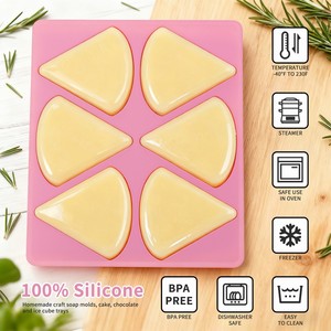 Moule triangulaire en silicone à 6 cavités, sans BPA, facile à démouler, outils pour la fabrication de gâteaux, de chocolat et de savon - Product Image 6