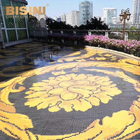 Style Européen de luxe Somptueux Noir et Or Fantaisie Motif Floral Incrusté de Mosaïque Tuile pour Accrocher Jardin Terrasse
