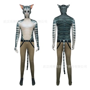 Costume de chat tendance, combinaison intégrale avec couvre-chef pour Halloween, fête cosplay, performance, adulte unisexe - Product Image 4