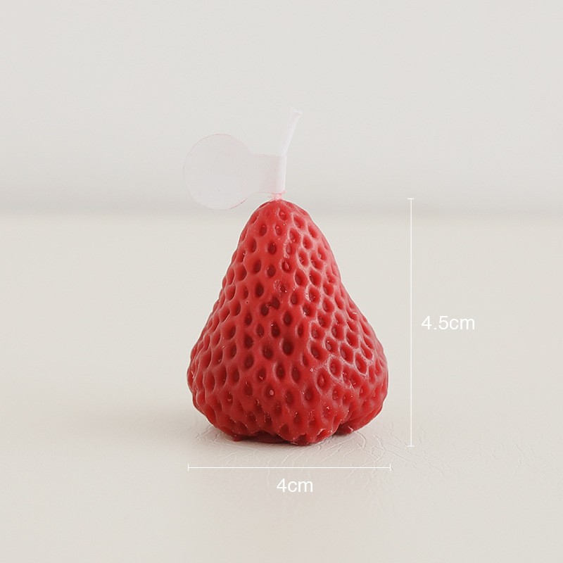 Red Pink Strawberries Soy Wax Carved Candle Aromatic Home Scented Handmad 1