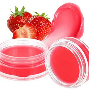 Set de Crema Exfoliante Labial Vegana de Marca Privada con Fórmula Herbal Hidratante Sabor Fresa y Cuchara Rosa Personalizada - Product Image 3